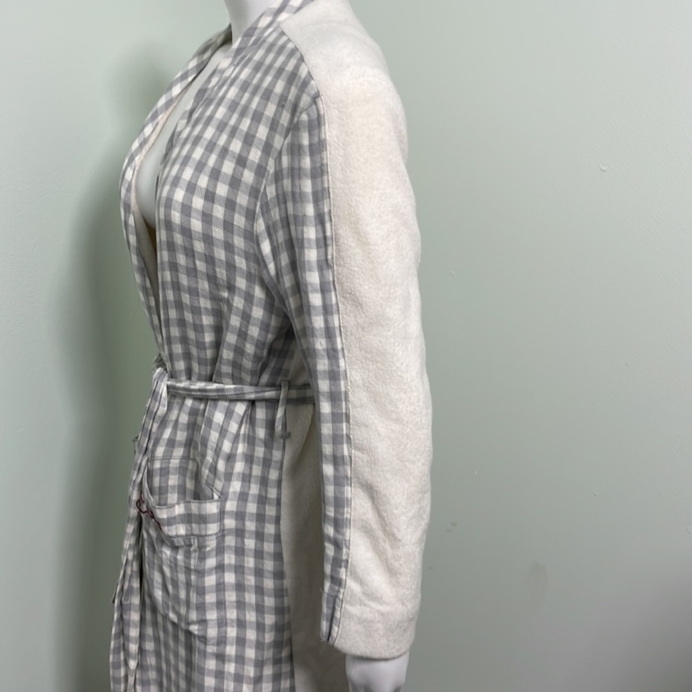 ANTHROPOLOGIE Saturday Sunday Robe Gray Checkered Pattern - Picture 6 of 12